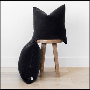 Pair of Woven nook black velvet pillow covers